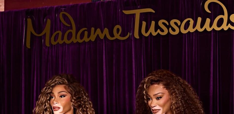 Winnie Harlow la revela como cera inactiva, primero una persona con un vitiligo a Madame Tussian Madame Museum